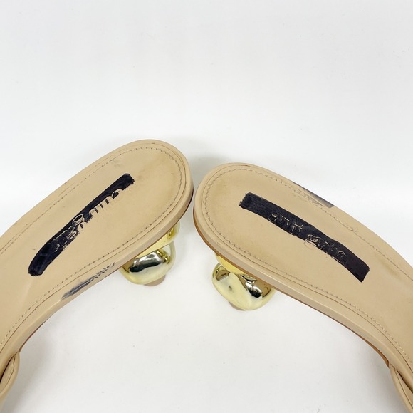 Cult Gaia Women's Gigi Metallic Sphere Heel Vinyl Sandals Tan Size EU 36 US 6 - Picture 10 of 11